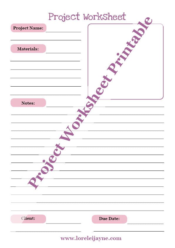 Project Worksheet Printable - Lorelei Jayne