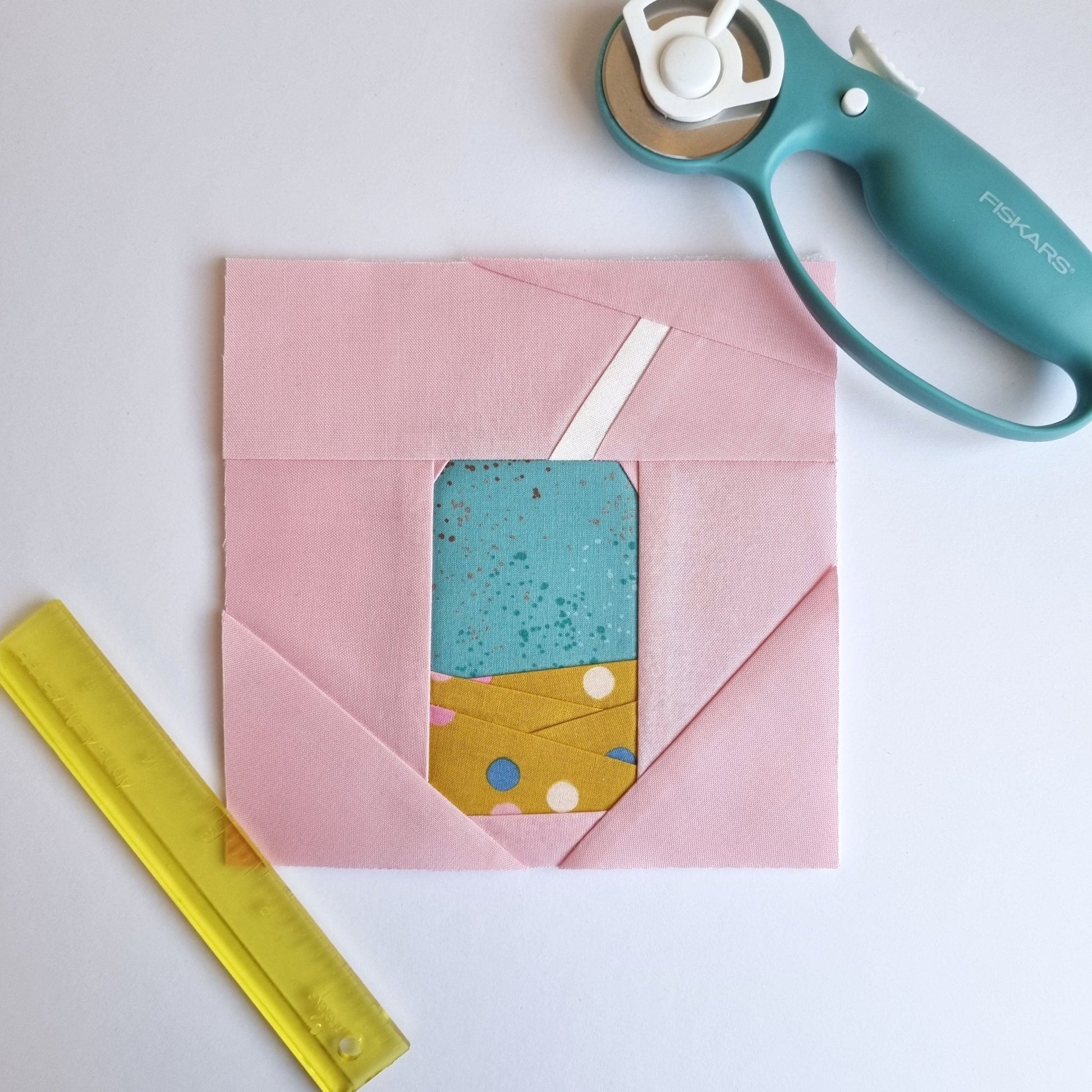 Bubble Tea Quilt Block FPP Sewing Pattern (PDF) - Lorelei Jayne