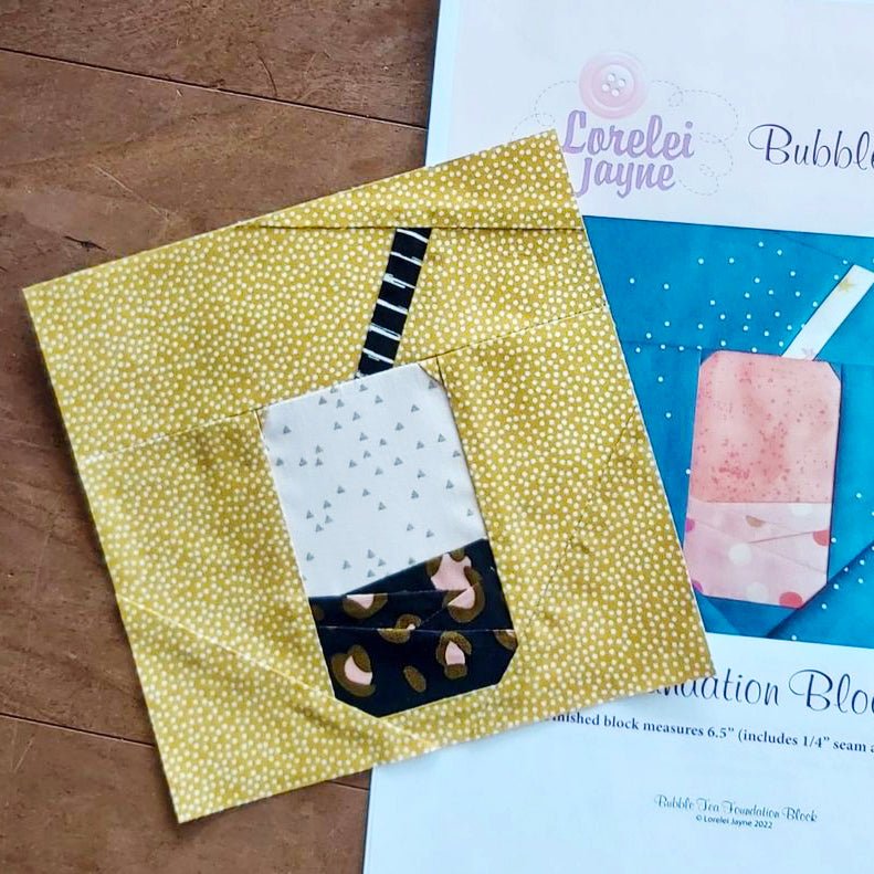 Bubble Tea Quilt Block FPP Sewing Pattern (PDF) - Lorelei Jayne