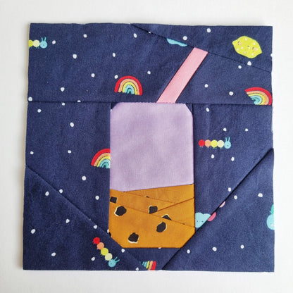 Bubble Tea Quilt Block FPP Sewing Pattern (PDF) - Lorelei Jayne