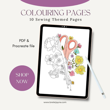 Sewing Colouring Pages - PDF and Procreate files - Lorelei Jayne