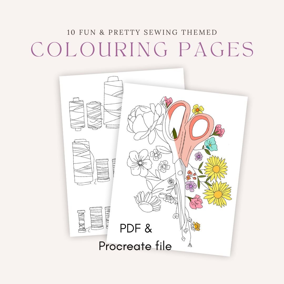 Sewing Colouring Pages - PDF and Procreate files - Lorelei Jayne