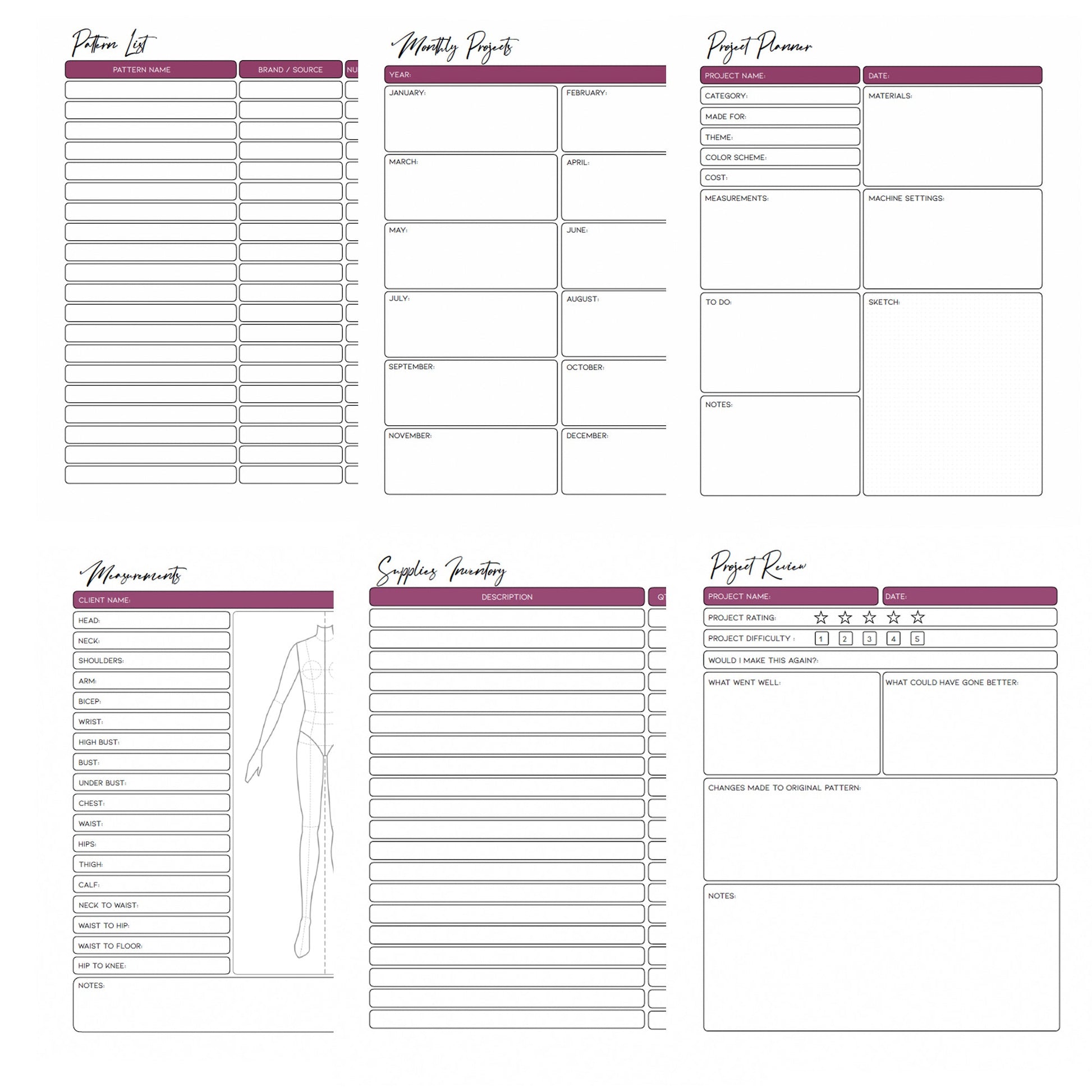 sewing-planner-pdf-printable-version-lorelei-jayne for Free Printable Project Planner Pdf Sewing Planner - PDF Printable Version – Lorelei Jayne for Free Printable Project Planner Pdf