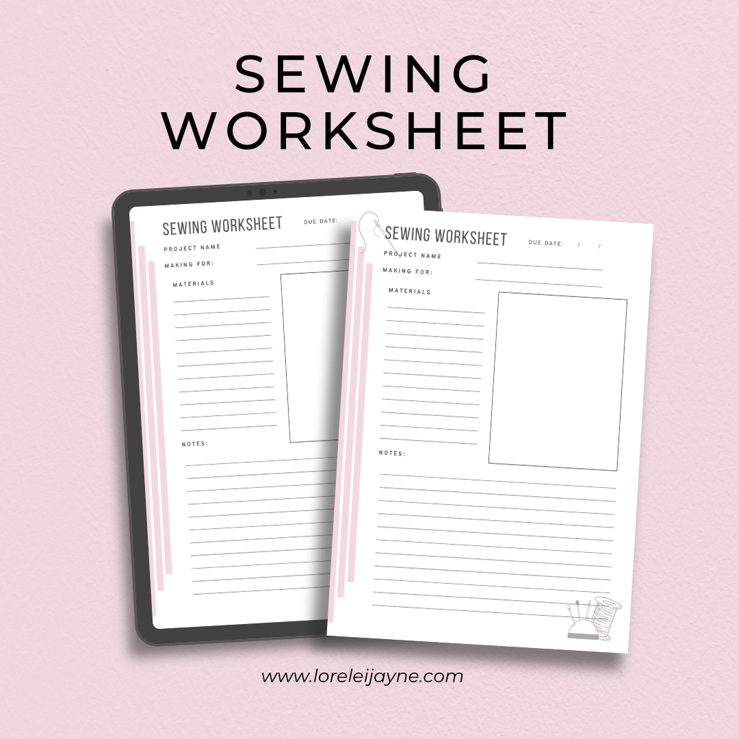 Sewing Worksheet PDF Printable - Lorelei Jayne