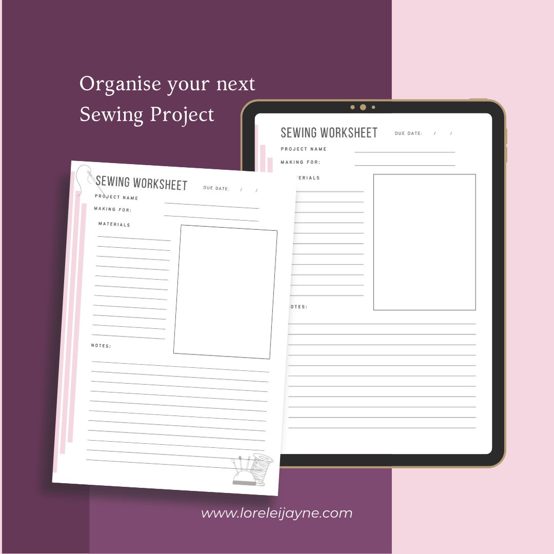 Sewing Worksheet PDF Printable - Lorelei Jayne
